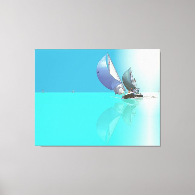 Segelboote - Duell in der Sonne Leinwanddruck (Vorderseite)