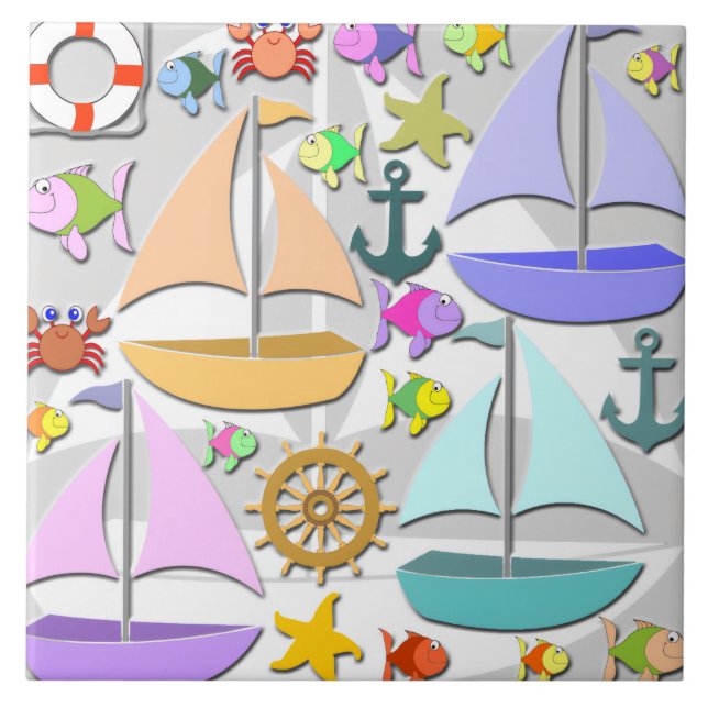 Segelboote Fliese (Vorderseite)