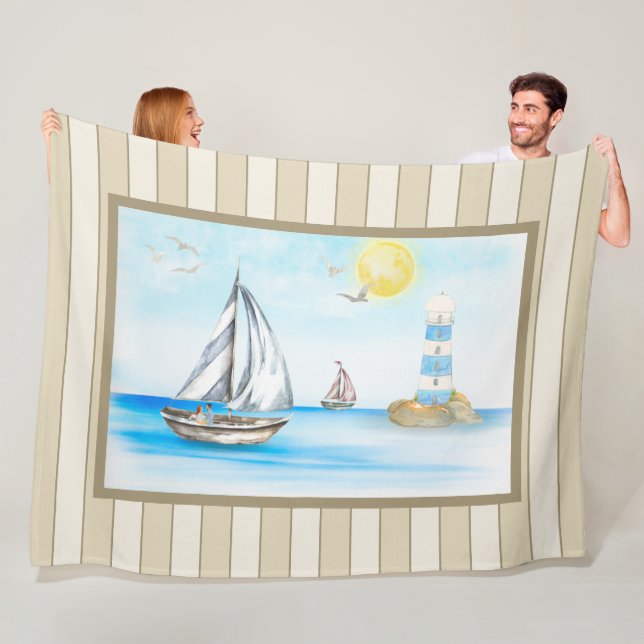 Segelboote im Blauen Ozean Fleece Blanket (Beispiel)