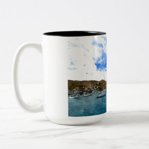 Segelboote im Hafen Becher Zweifarbige Tasse