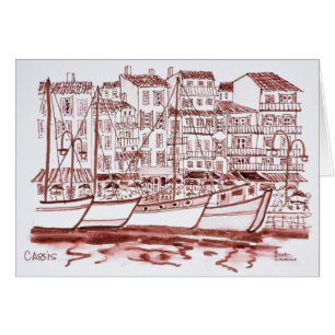 Segelboote im Hafen verankert  Cassis, Frankreich