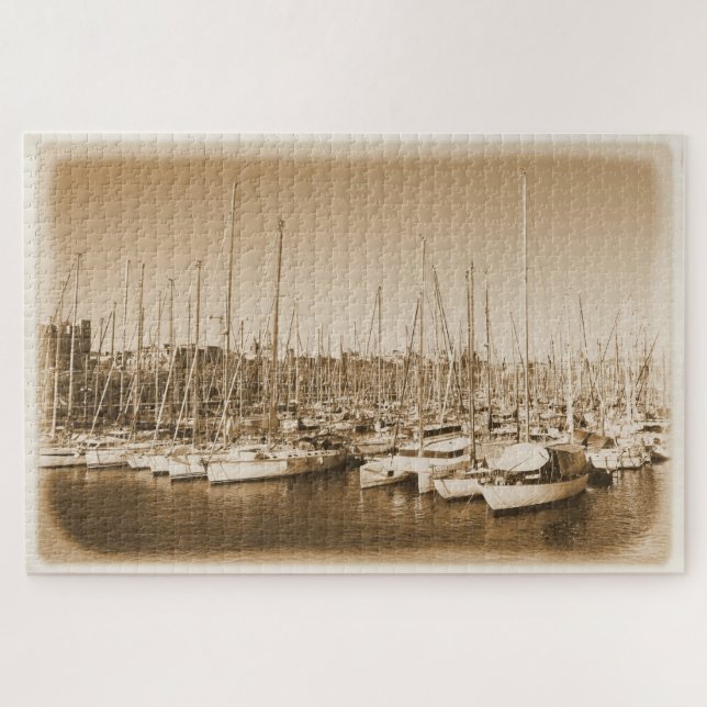 Segelboote im Hafen von Barcelona - 20x30 - 1014 S (Horizontal)
