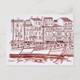 Segelboote im Hafen vor Anker   Cassis, Frankreich Postkarte