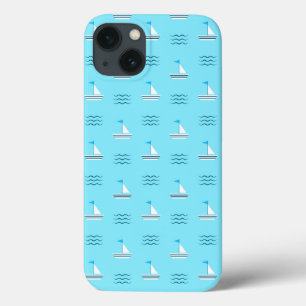 Segelboote im Muster des Blauen Meeres iPhone 13 Hülle
