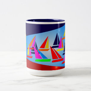 Segelboote im Raum Zweifarbige Tasse