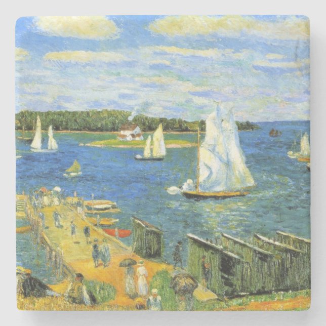 Segelboote im Sommer in der Mahone Bay in Kanada Steinuntersetzer (Vorderseite)