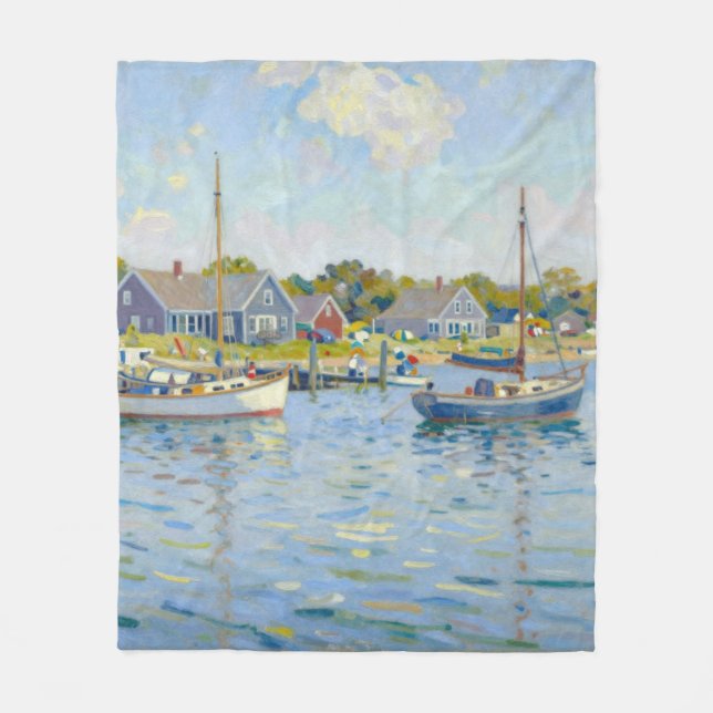 Segelboote Impressionismus Neuengland Fleecedecke (Vorderseite)