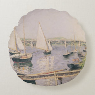 Segelboote in Argenteuil, c.1888 Rundes Kissen
