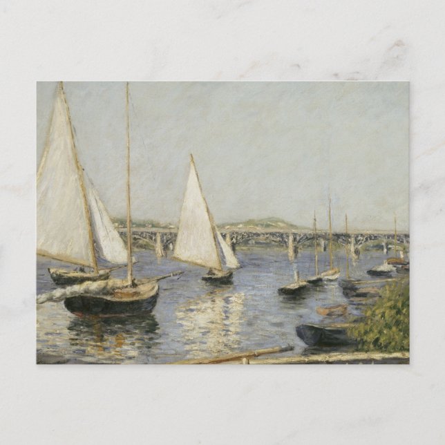Segelboote in Argenteuil von Gustave Caillebotte Postkarte (Vorderseite)
