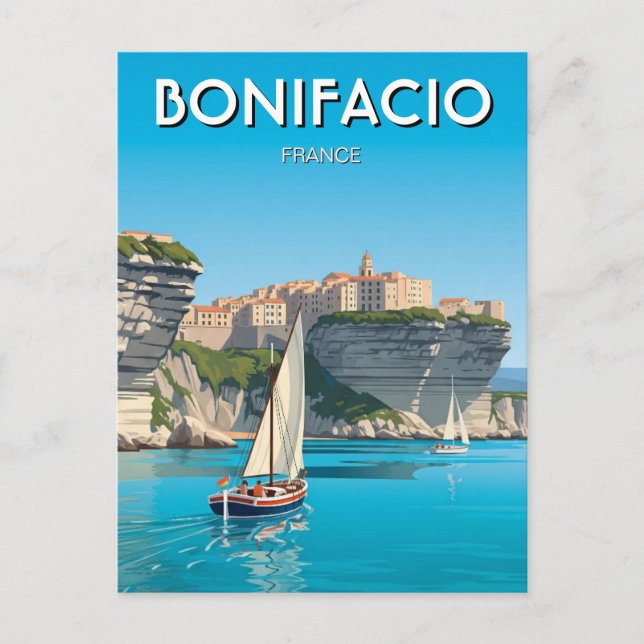 Segelboote in Bonifacio Korsika Frankreich Postkarte (Vorderseite)