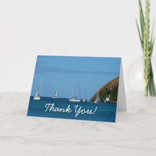 Segelboote in der Bucht Weiße und Blaue Seefahrt Dankeskarte