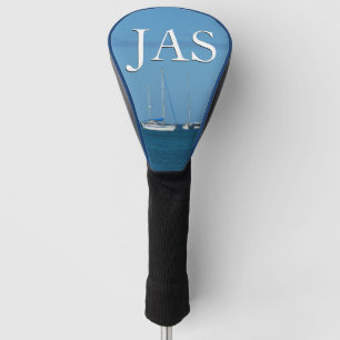 Segelboote in der Bucht Weißes und Blaues Wassersc Golf Headcover