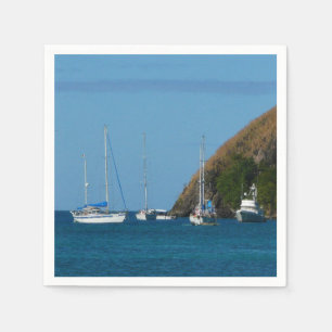 Segelboote in der Bucht Weißes und Blaues Wassersc Serviette