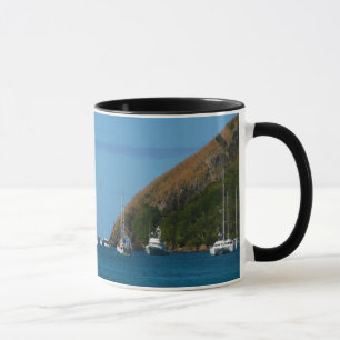 Segelboote in der Bucht Weißes und Blaues Wassersc Tasse