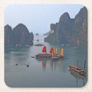 Segelboote in der Ha-Long-Bucht - Vietnam, Asien Rechteckiger Pappuntersetzer