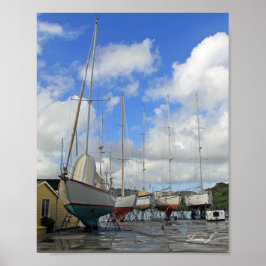 Segelboote in Dry Dock in Antigua Canvas Print Poster