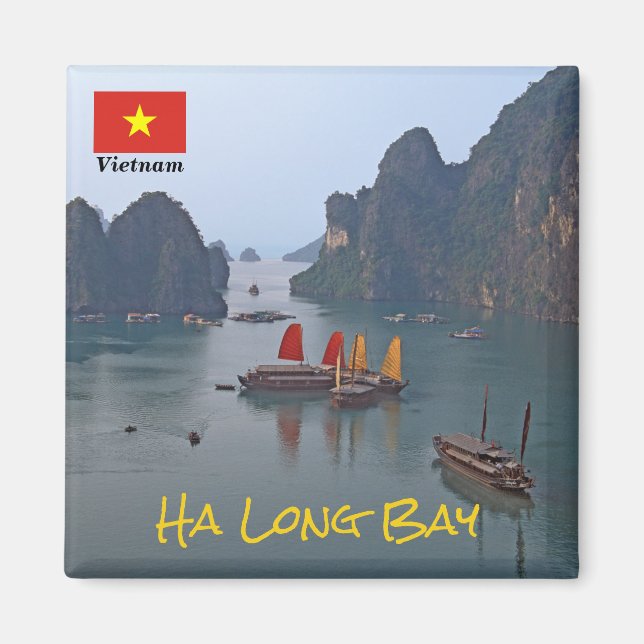 Segelboote in Ha Long Bay - Vietnam, Asien Magnet (Vorne)