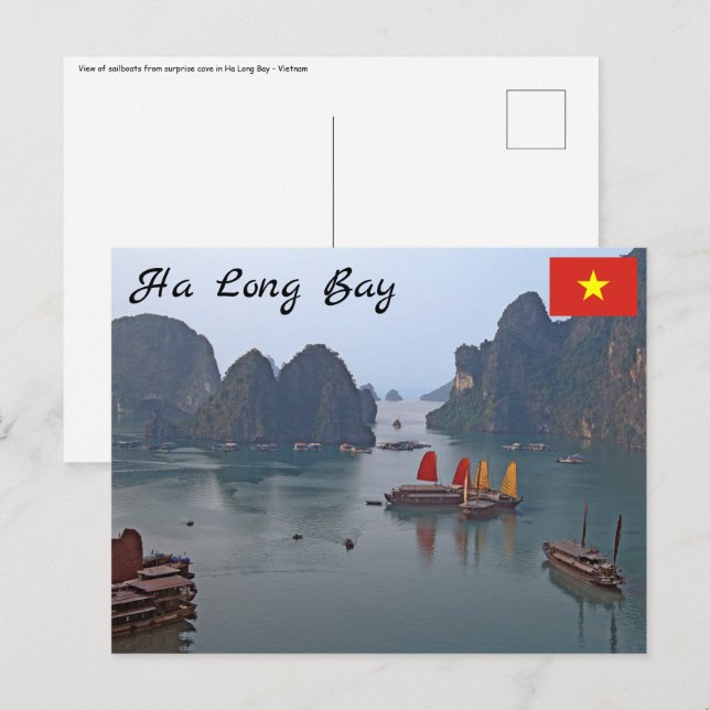 Segelboote in Ha Long Bay - Vietnam, Asien Postkarte (Vorne/Hinten)