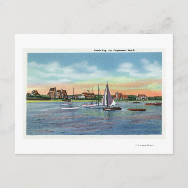 Segelboote in Lewis Bay, Englewood Beach View Postkarte (Vorderseite)
