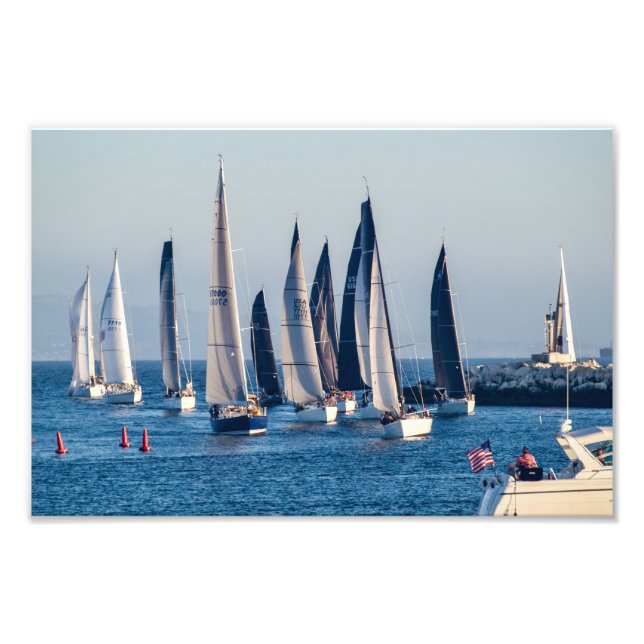 Segelboote in Richtung Kanal - Marina Del Rey, CA Fotodruck (Vorne)