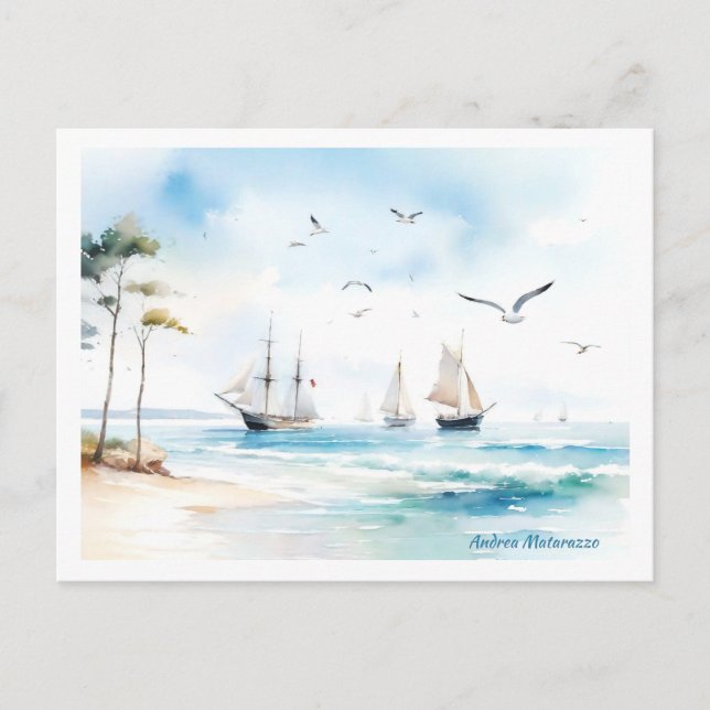Segelboote in ruhiger See Postkarte (Vorderseite)