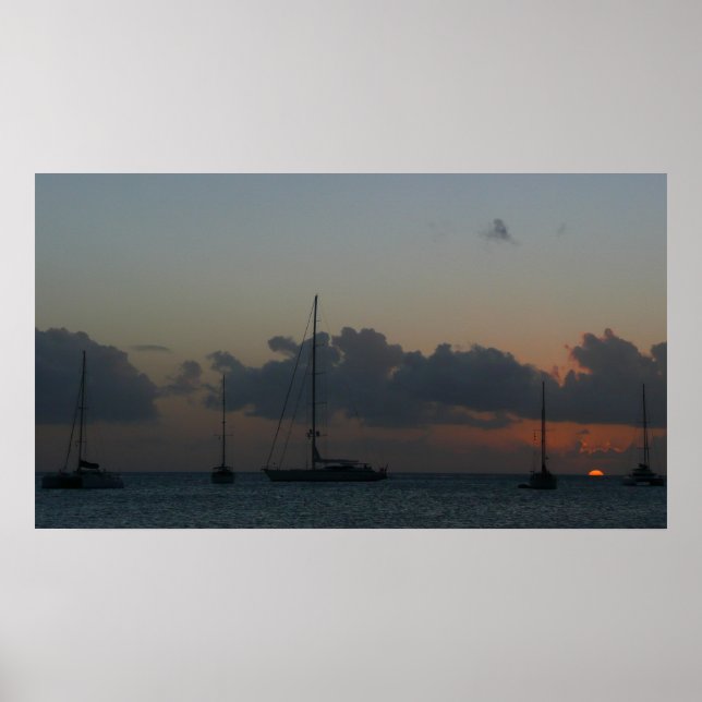 Segelboote in Sunset Tropical Seascape Poster (Vorne)