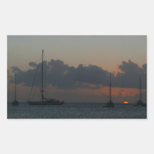 Segelboote in Sunset Tropical Seascape Rechteckiger Aufkleber