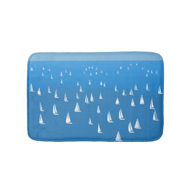 Segelboote in tiefblauem Meer - Regatta Sailboote Badematte (Vorderseite)