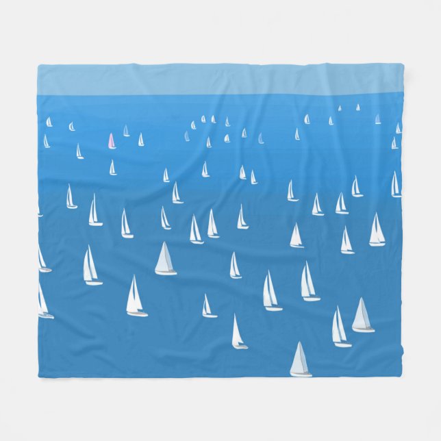 Segelboote in tiefblauem Meer - Regatta Sailboote Fleecedecke (Vorderseite (Horizontal))