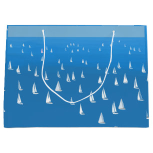 Segelboote in tiefblauem Meer - Regatta Sailboote Große Geschenktüte