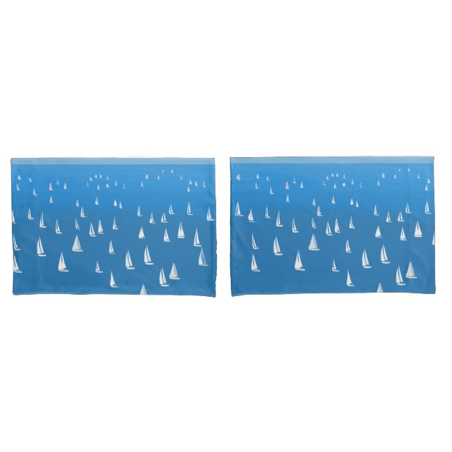 Segelboote in tiefblauem Meer - Regatta Sailboote Kissenbezug (Vorderseite-Set)