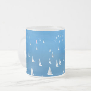 Segelboote in tiefblauem Meer - Regatta Sailboote Mattglastasse