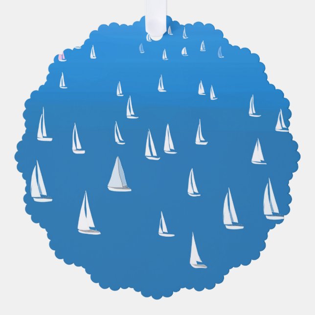 Segelboote in tiefblauem Meer - Regatta Sailboote Ornament Karte (Vorderseite)