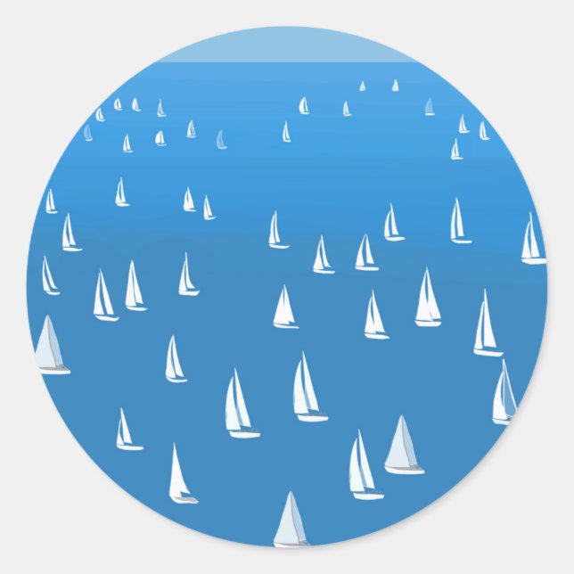 Segelboote in tiefblauem Meer - Regatta Sailboote Runder Aufkleber (Vorderseite)
