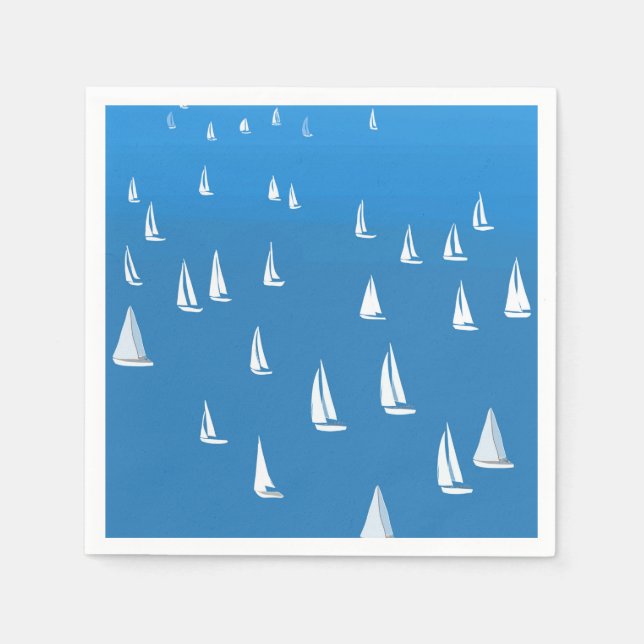 Segelboote in tiefblauem Meer - Regatta Sailboote Serviette (Vorderseite)