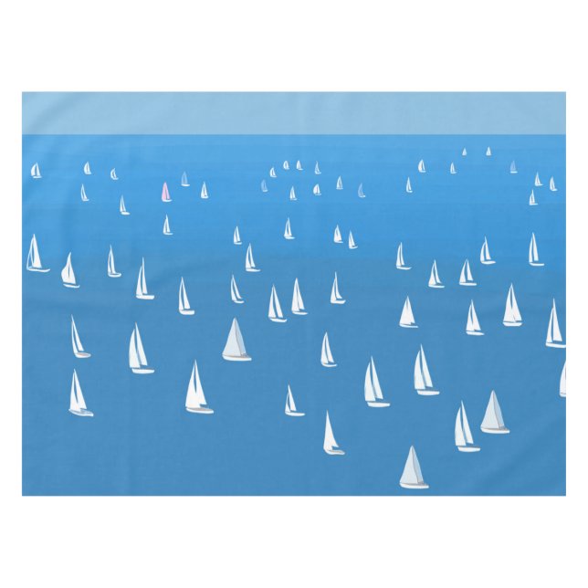 Segelboote in tiefblauem Meer - Regatta Sailboote Tischdecke (Vorderseite (Horizontal))