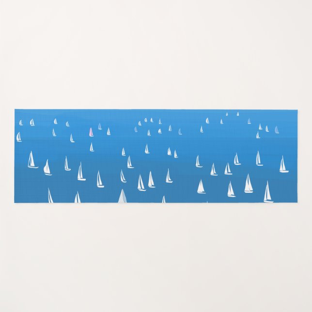 Segelboote in tiefblauem Meer - Regatta Sailboote Yogamatte (Vorderseite (Horizontal))