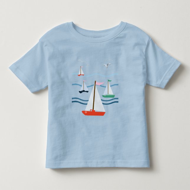 Segelboote, Möwen, Meereswellen Kleinkind T-shirt (Vorderseite)