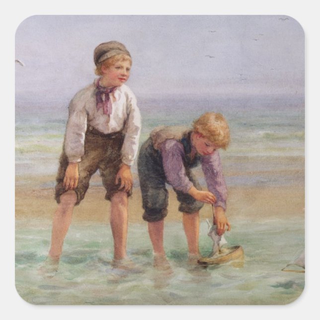 Segelboote Quadratischer Aufkleber (Vorderseite)