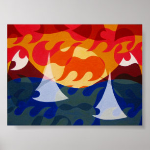 Segelboote und Berge Poster