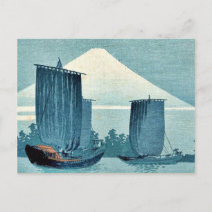 Segelboote und der Fuji-Berg von Uehara, Konen Uki Postkarte