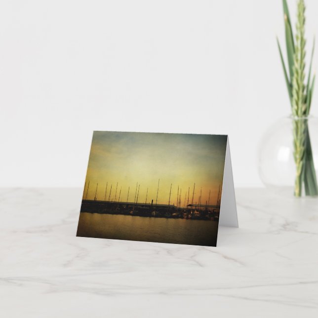Segelboote und Sonnenaufgangskarte Karte (Vorderseite)
