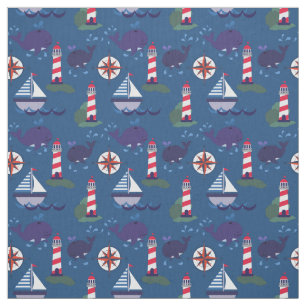 Segelboote und Wale Whimsical Nautical Stoff