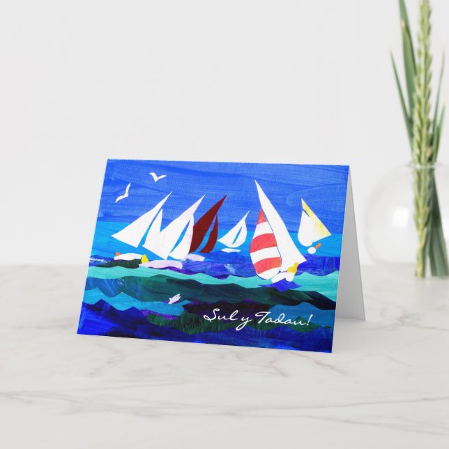 Segelboote Vatertagskarte - Walisischer Gruß Karte (Vorderseite)