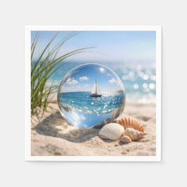 Segelbootreflexion in Glassphäre Serviette