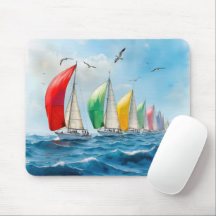 Segelbootrennen auf hoher See Mousepad