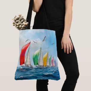 Segelbootrennen auf hoher See Tasche