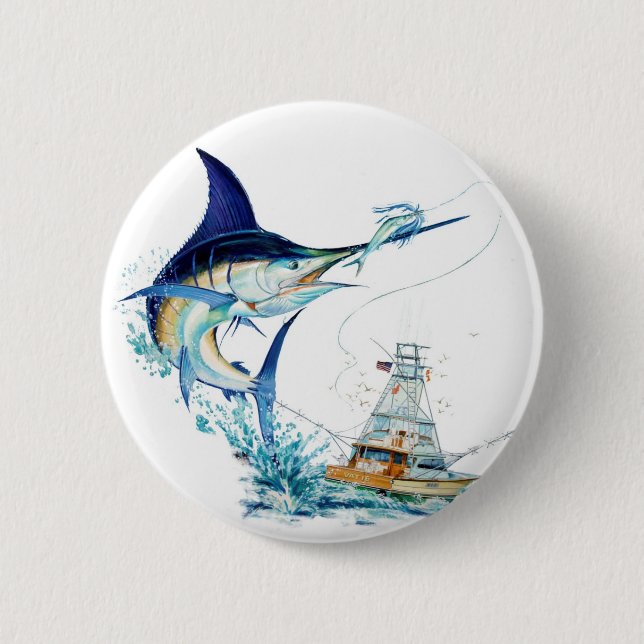 Segelfisch nimmt den Köder Button (Vorderseite)