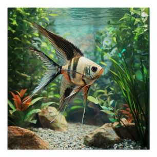 Segelflosser schwimmen im Süßwasseraquarium Poster