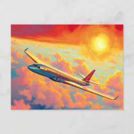 Segelflugzeug - Lebendiger malerischer Kunststil Postkarte